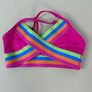 Jo+Jax Sports Bra Kids Youth Medium 8-10 Pink Rainbow Excellent Dance Activewear